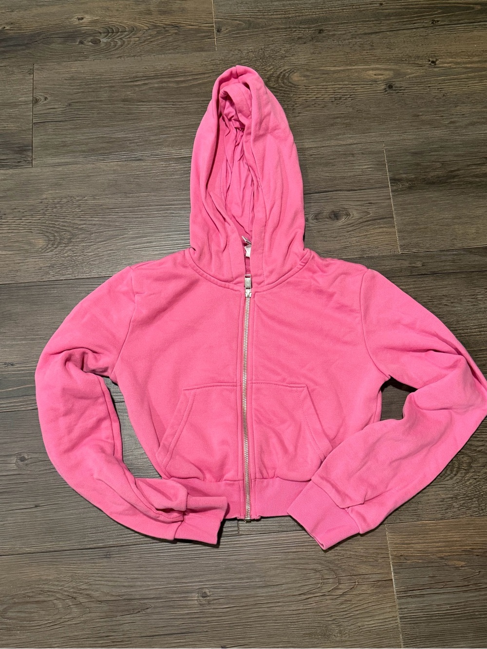 Cropped Pink Zip-Up Hoodie